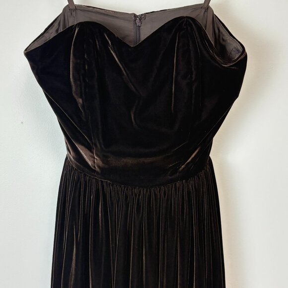 Women’s Chocolate Brown Strapless Pleated Cocktail Dress W/Matching Petticoat - Picture 1 of 12